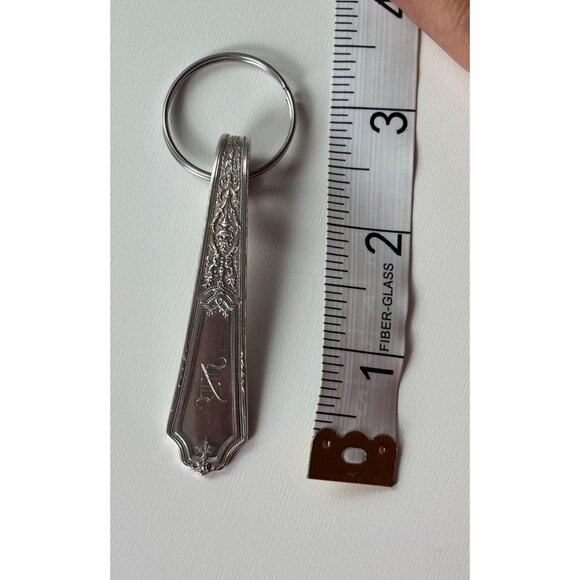 Handmade Monogram “N” Keychain Silver Plated Antique Spoon Silverware - Picture 6 of 6